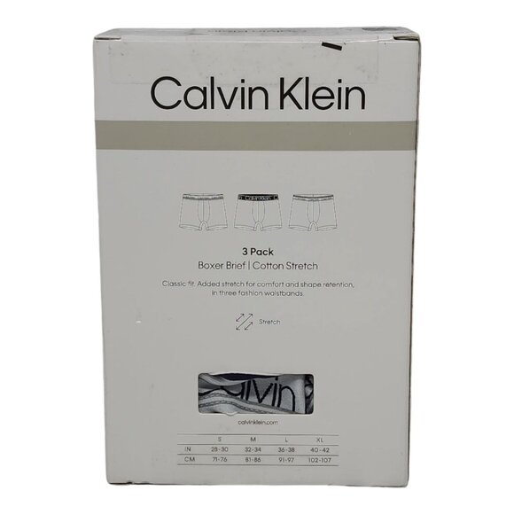 Calvin Klein Mens Boxer Brief 3-Pk L Cotton Stretch Underwear Burgundy Navy Gray - Picture 3 of 7